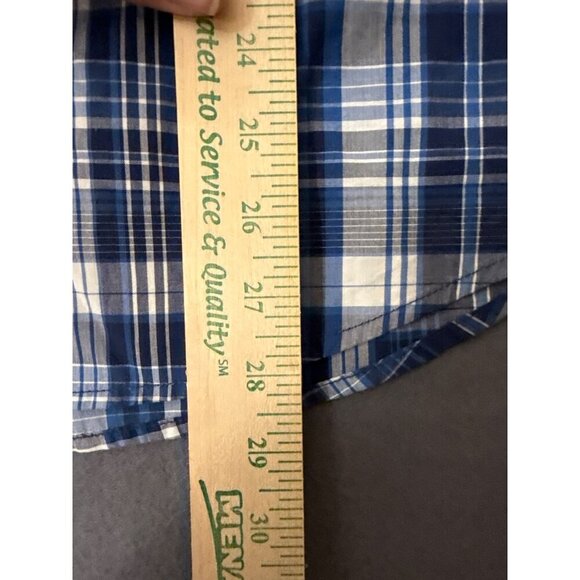 American Eagle Mens Blue & Beige Plaid Button-Down Long Sleeve Shirt L - Picture 5 of 6